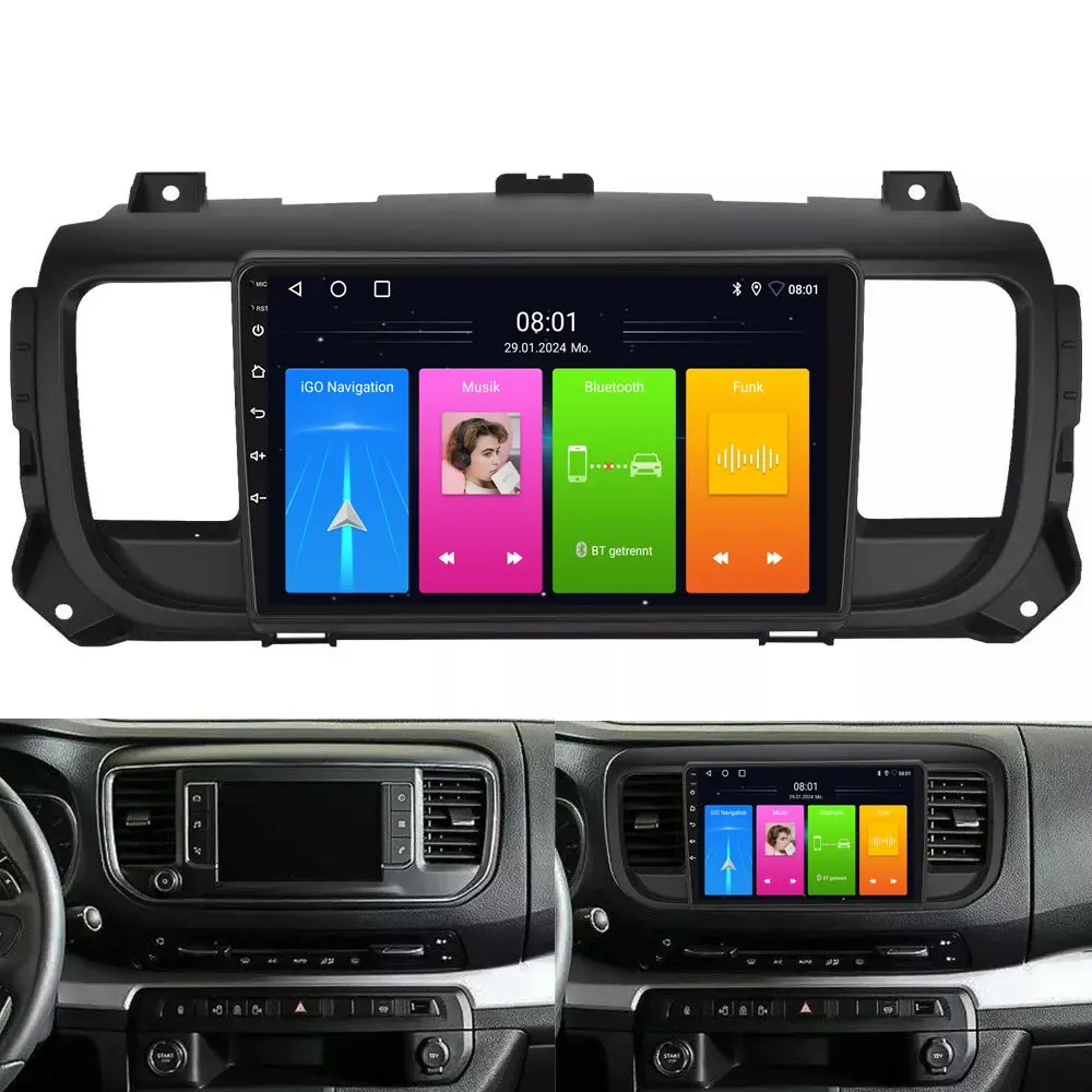 Rádio automotivo Android com navegação GPS Carpaly Citroën Jumpy 3 Citroën Spacetourer Peugeot Expert Bus Kasten V 2018/06-2024/12