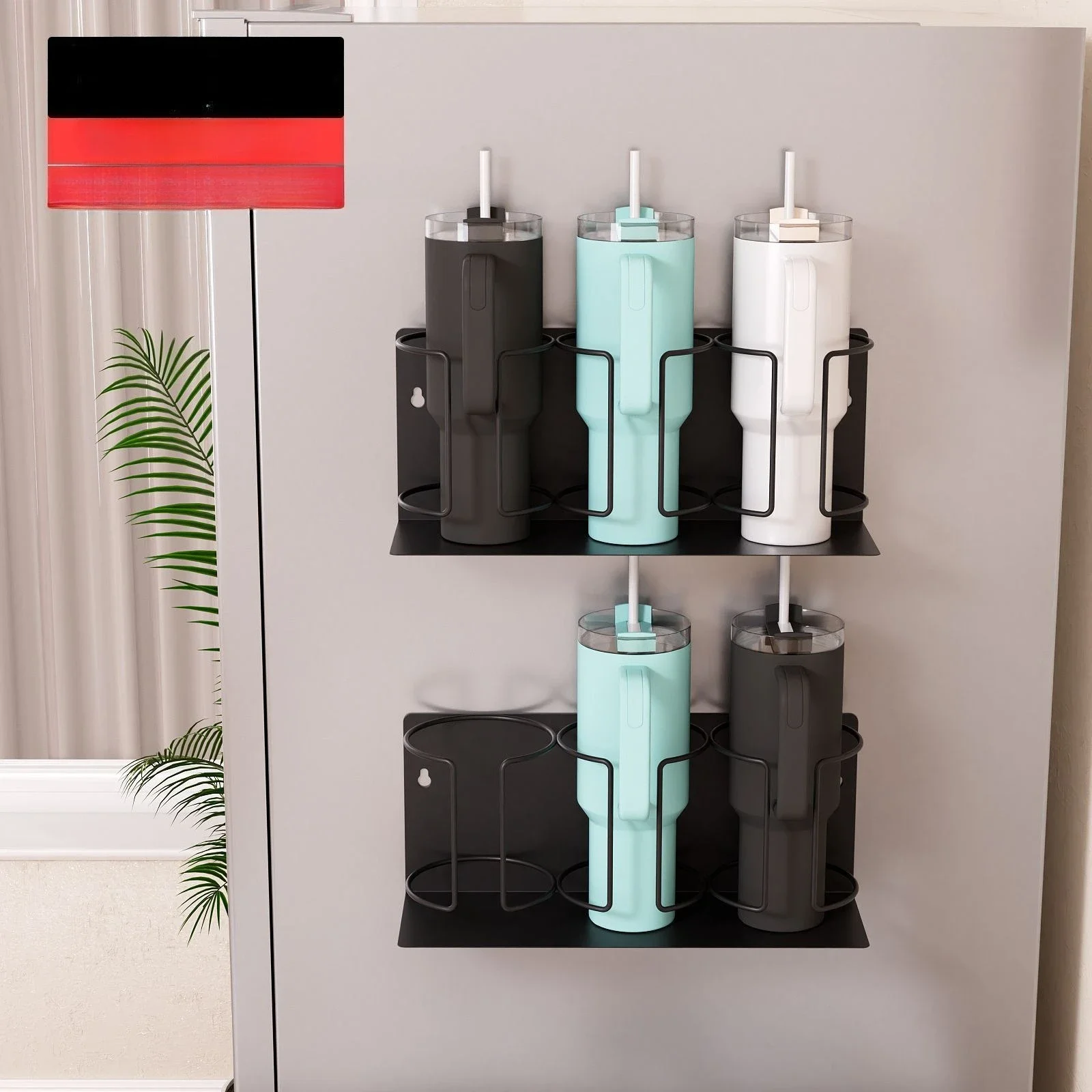 

The cup holder on the wall refrigerator is convenient for storing insulated cup holders and storage racks with hooks