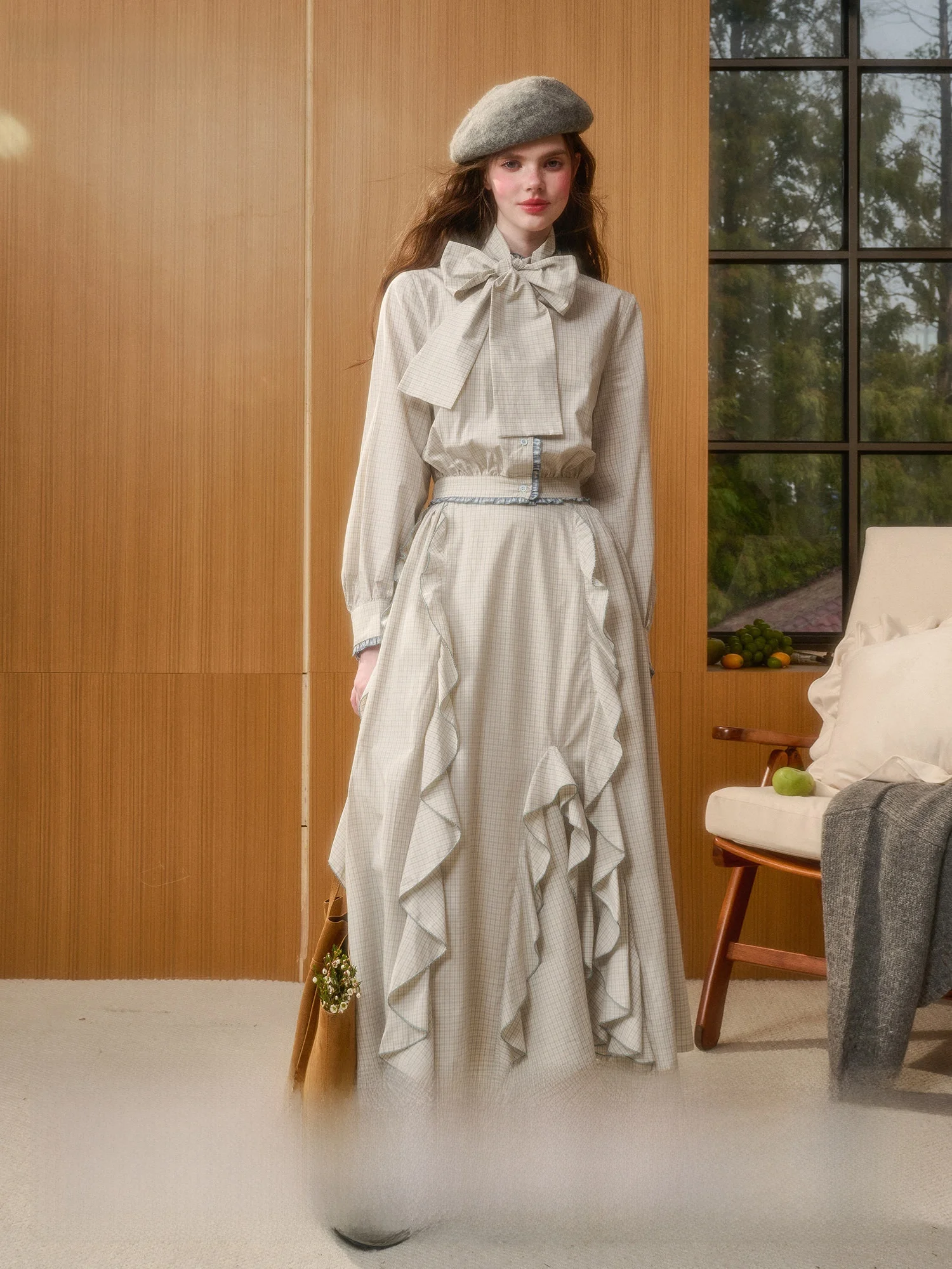 

Комплект из 100% органического хлопка Galaxy Eternal "Wind's Gentlen" с пэчворк-рубашкой и юбкой в клетку для женщин