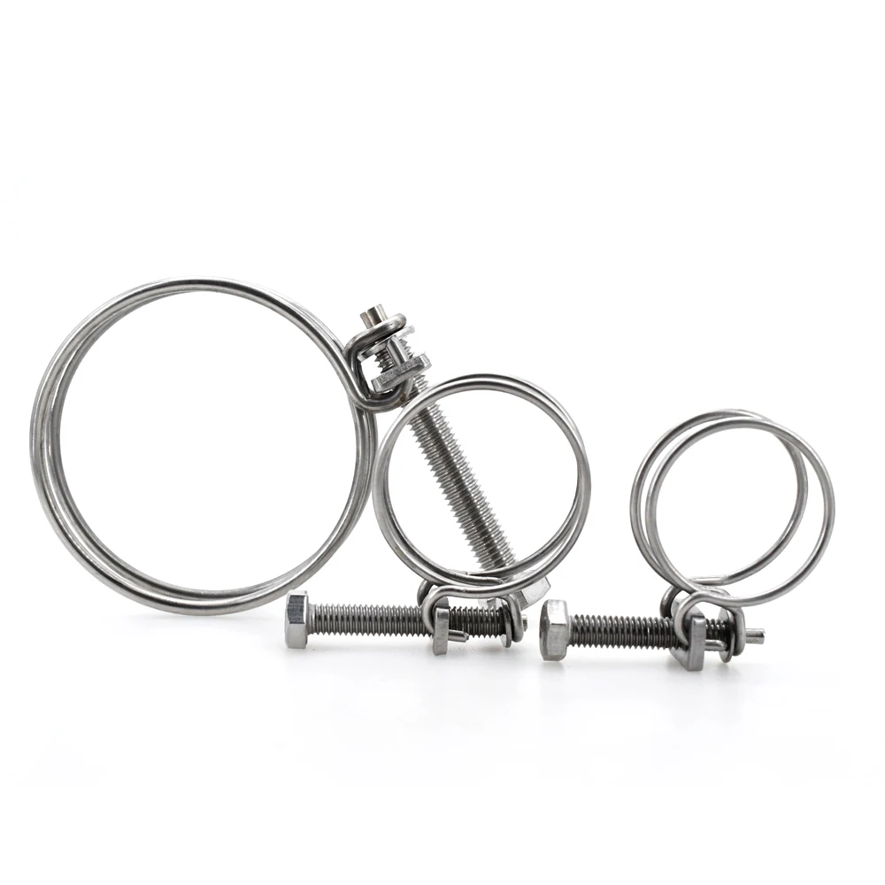 Double Wire Throat Hoop 304 Stainless Steel Pipe Hose Clamp Strong Clip Adjustment Fixed Upvc Fastening Rubber Ventilation Pipe