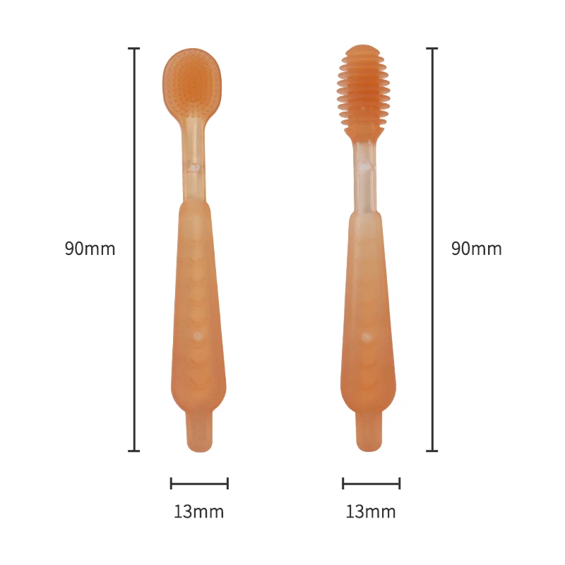 Baby Food Grade Silicone Bpa Free Toothbrushes, limpeza da língua e proteção de dentes decíduos, terno para 0-18 meses, 2 pcs