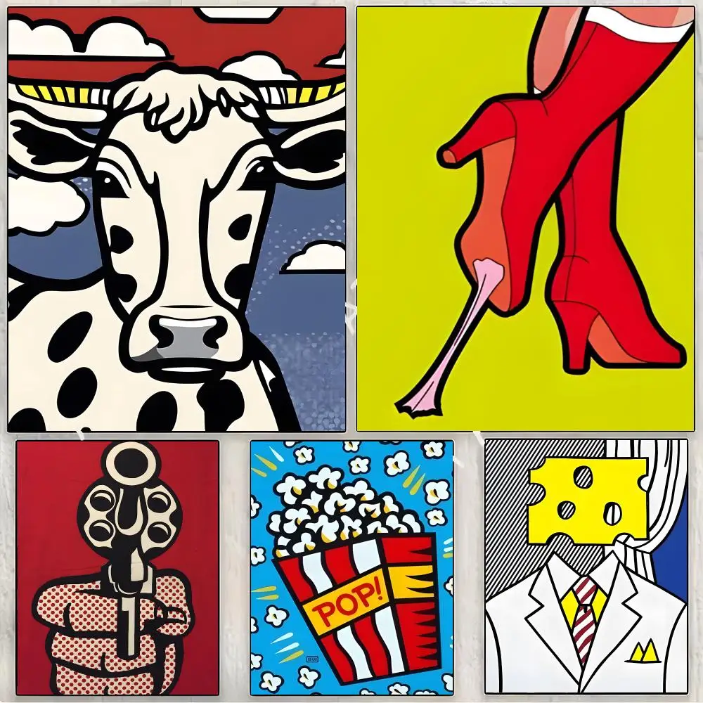 Art Popart Roy Lichtenstein Pop Painting Calligraphy Canvas Print Wall Mural for Living Room Decor Gifts