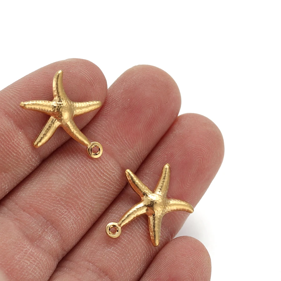 Semitree 20pcs Stainless Steel Starfish Charms Shell Pendant Necklace Findings Bracelet Accessories for DIY Jewelry Making