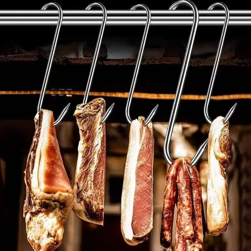 

Stainless steel pointed bacon hook hook dried bacon pork roast duck fish hook hook hook hook hook hook for hanging bacon