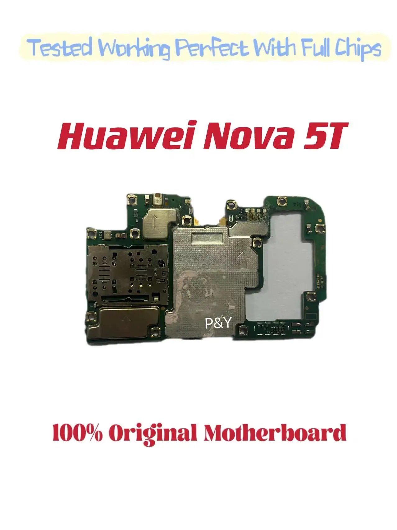 Original Unlocked Main Board for Huawei, Nova 5t Mainboard, Motherboard with Chips, Flex Cable