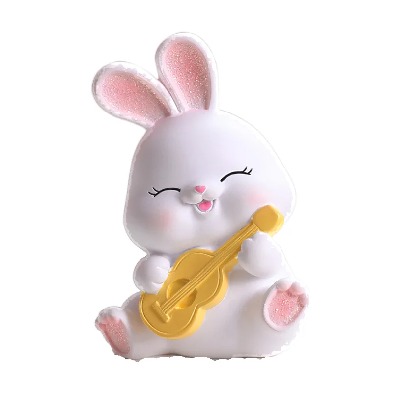 8cm Obesity Cute Bunny Figurine Statue Crafts Figurines Sculpture Creative Fat Sweet Rabbit Modern Home Decoration Art Ornament