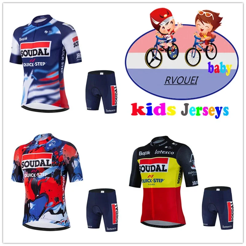 

Soudal Quick Step Kids Cycling Jersey Set Shorts Children Bike Clothing Breathable Quick Dry Boys Bicycle Wear Maillot Ciclismo