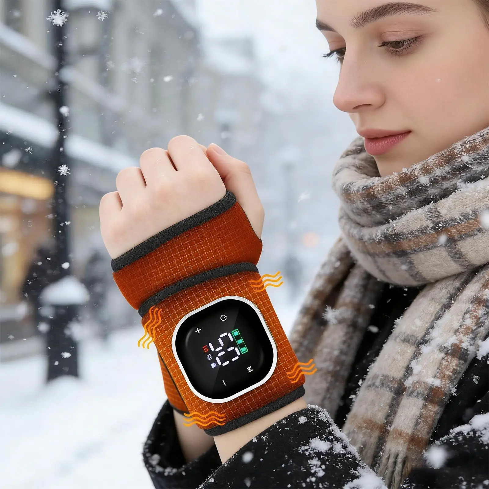Heated Wrist Brace 5 Heating Levels Red Light Adjustable LED Touch Screen Massager Electric Wrist Brace For Winter Outdoor