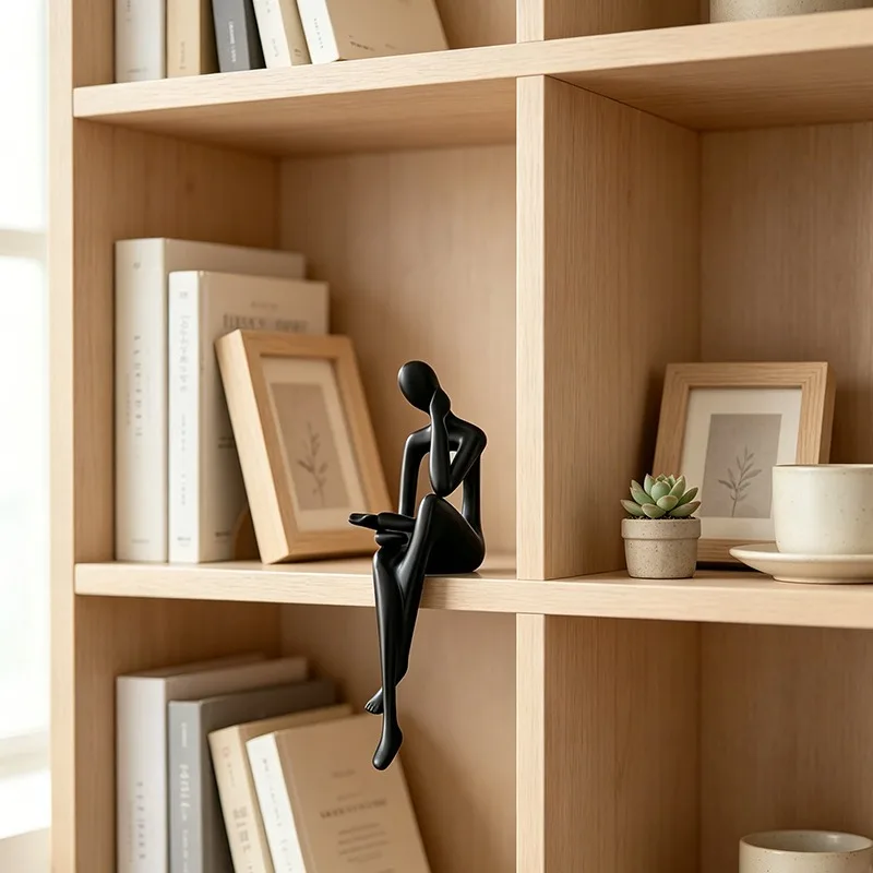 3D Printed Thinker Figurine Sitting Human Sculpture Minimalist Nordic Shelf Table Decor Office Modern Aesthetic Desktop Ornament
