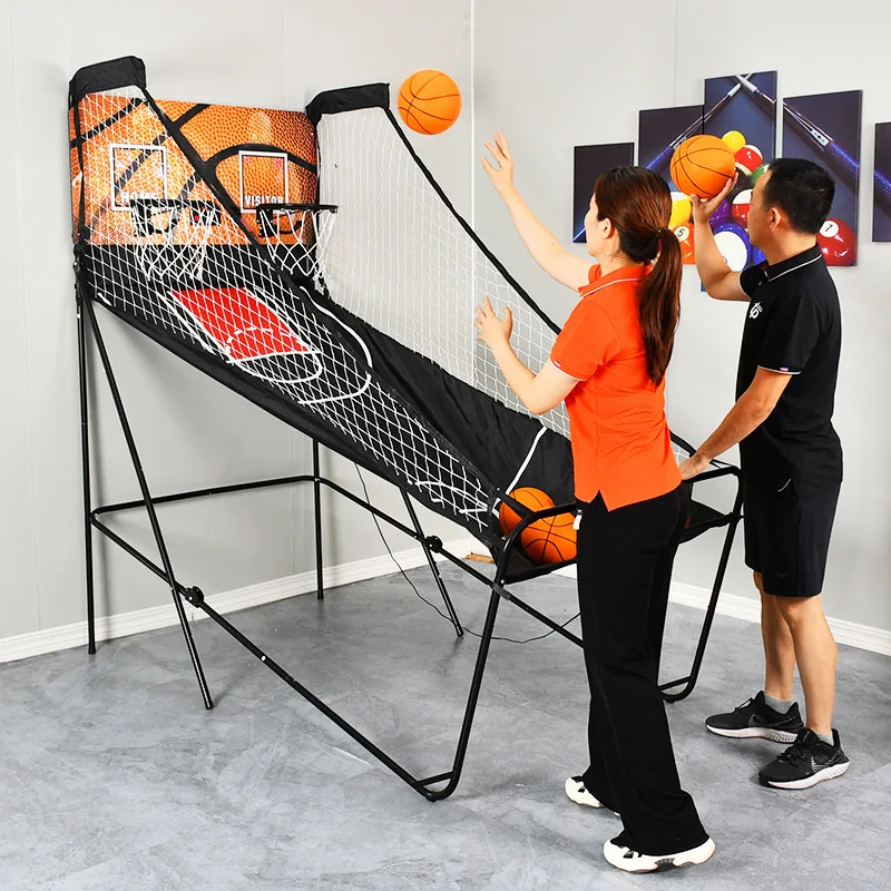 Indoor game double game casual electronic shooting machine Automatic scoring basketball hoop folding basketball machine