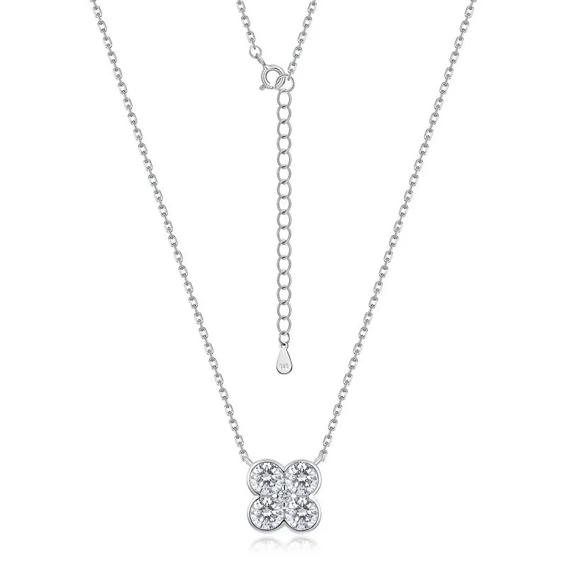 NL017802 Lefei Fashion Luxury Trend Classic Moissanite Diamond-set Quatrefoil Flower Necklaces For Women 925 Silver Jewelry Gift