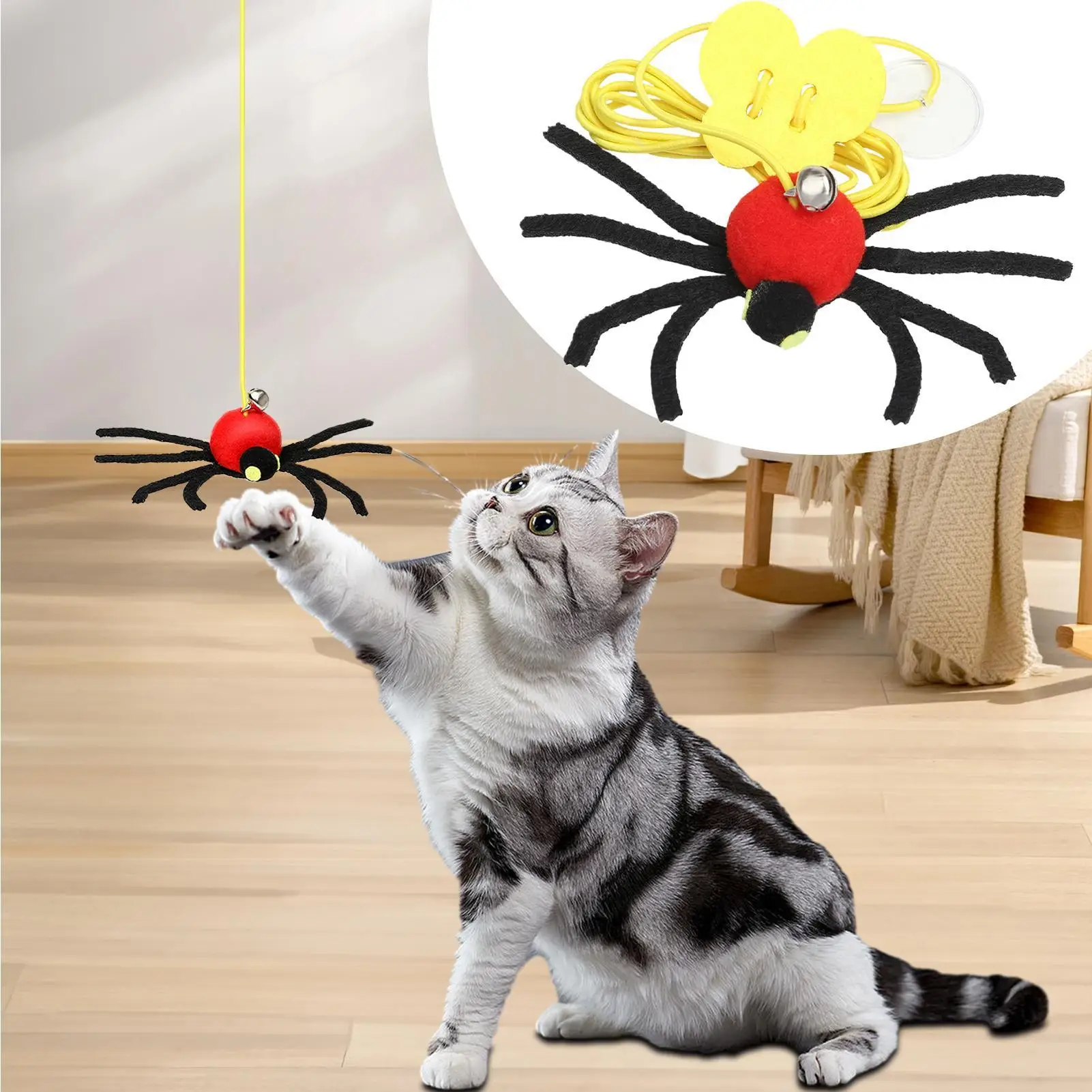 Hanging cat toy elastic rope interactive spider design door swing cat teaser Elastic String Spider Game Interactive Cat Toys