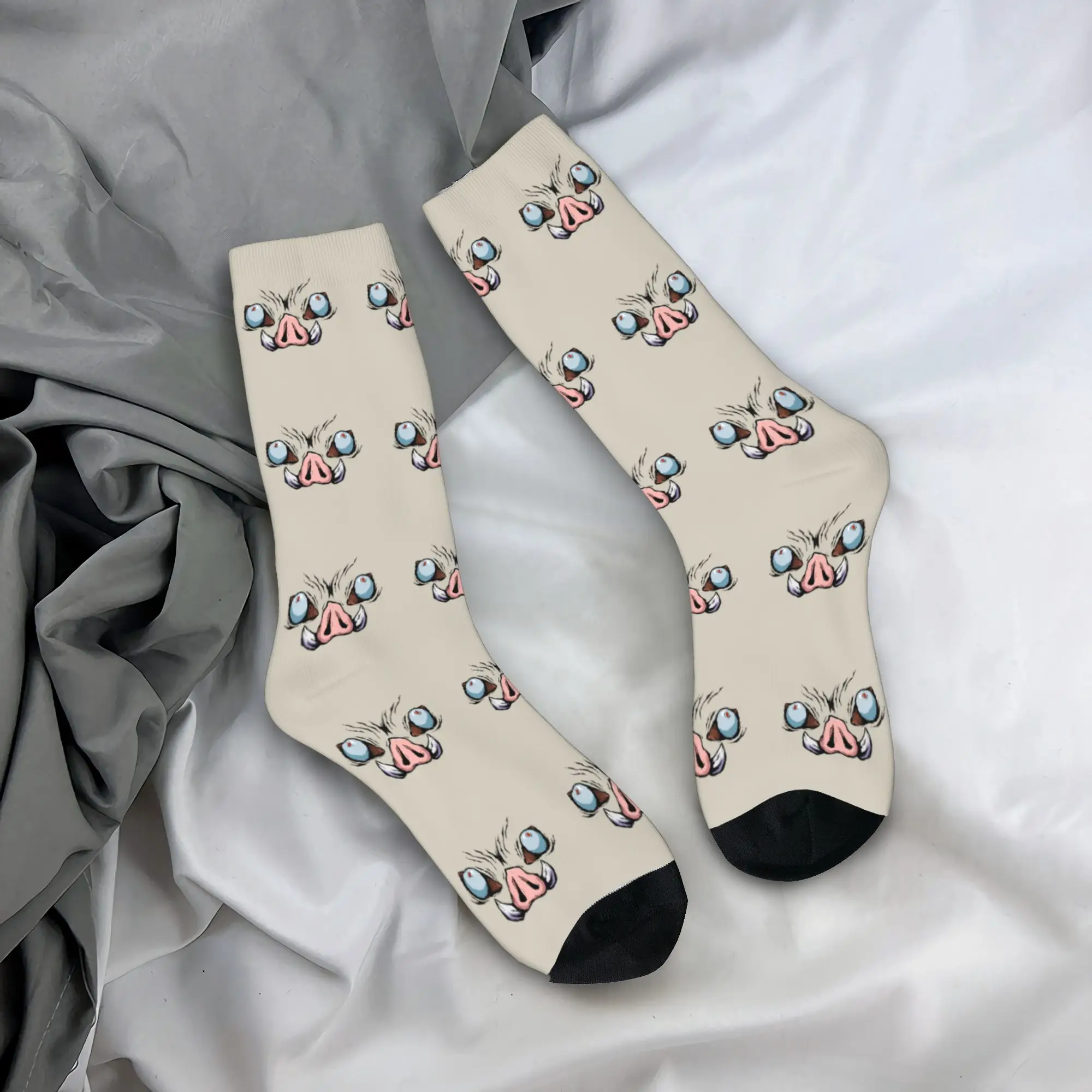 Colorful Demons Slayers Anime Basketball Socks  Polyester Long Socks for Unisex Non-slip