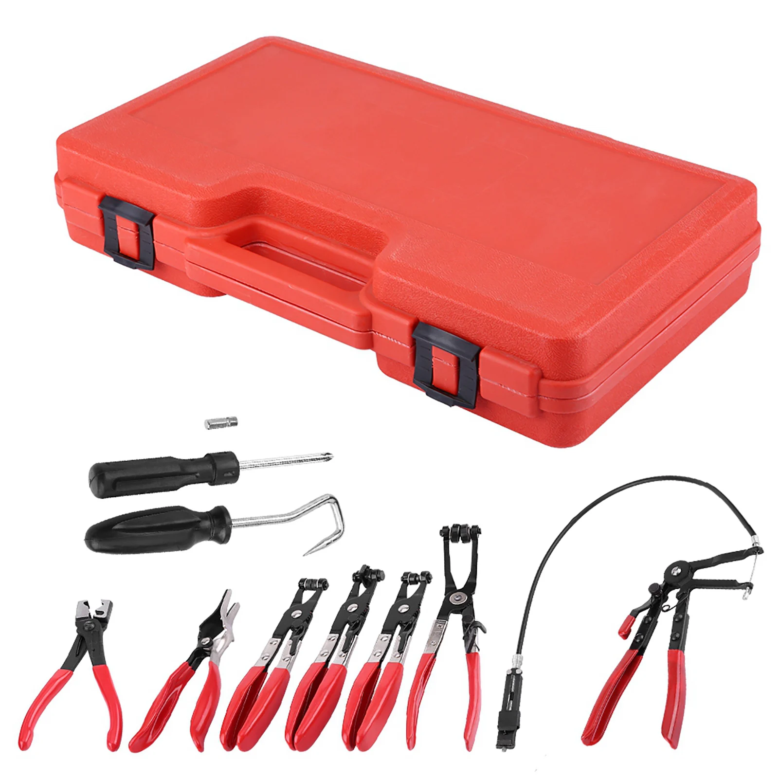 

9 шт., гибкий хомут для шланга, набор плоскогубцев, поворотные губки, плоская угловая лента, автомобильные инструменты