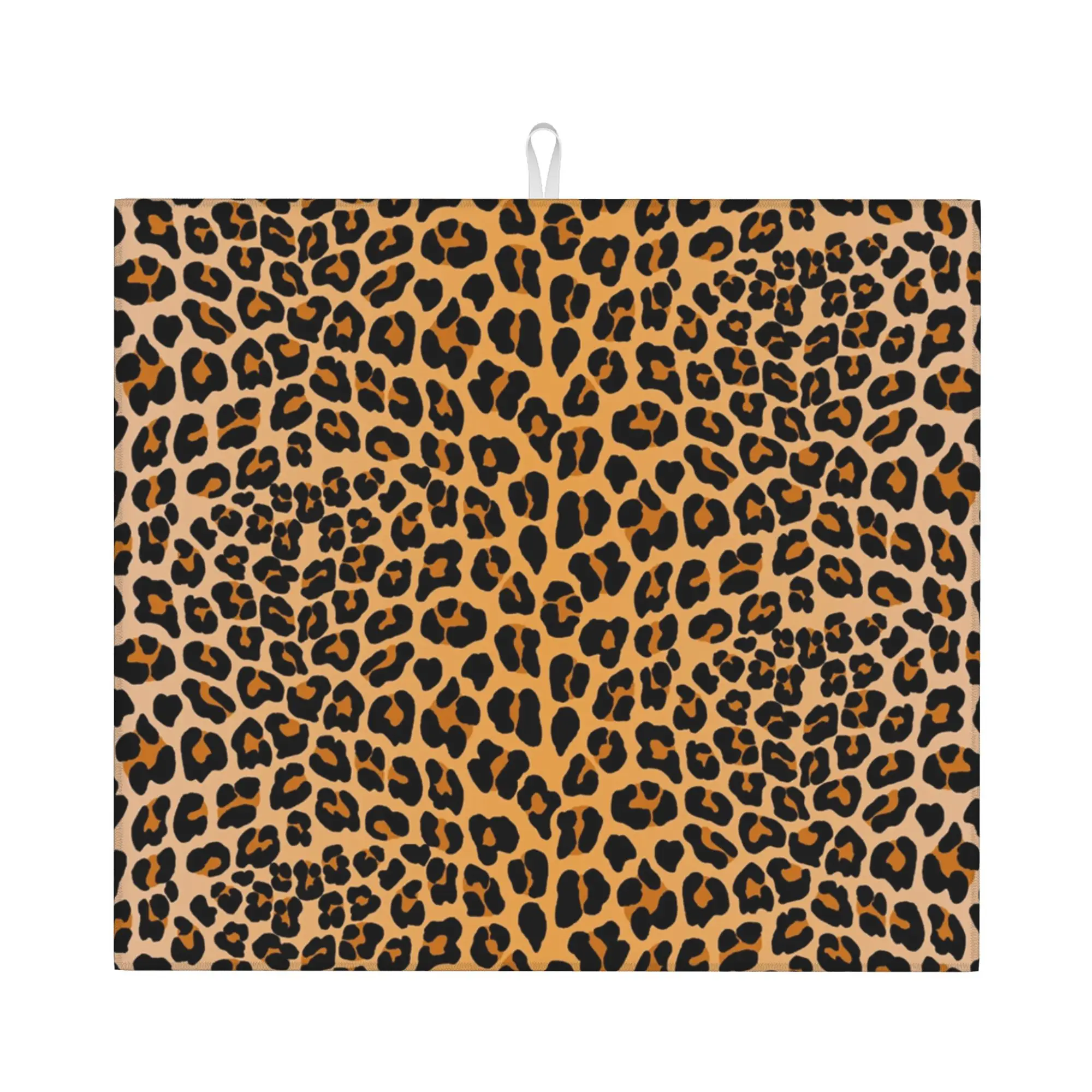 Drying Mat For Kitchen Leopard Print Water Absorbent Waterproof Animal Fur Pattern On Slip Kitchen Counter Protector Mat