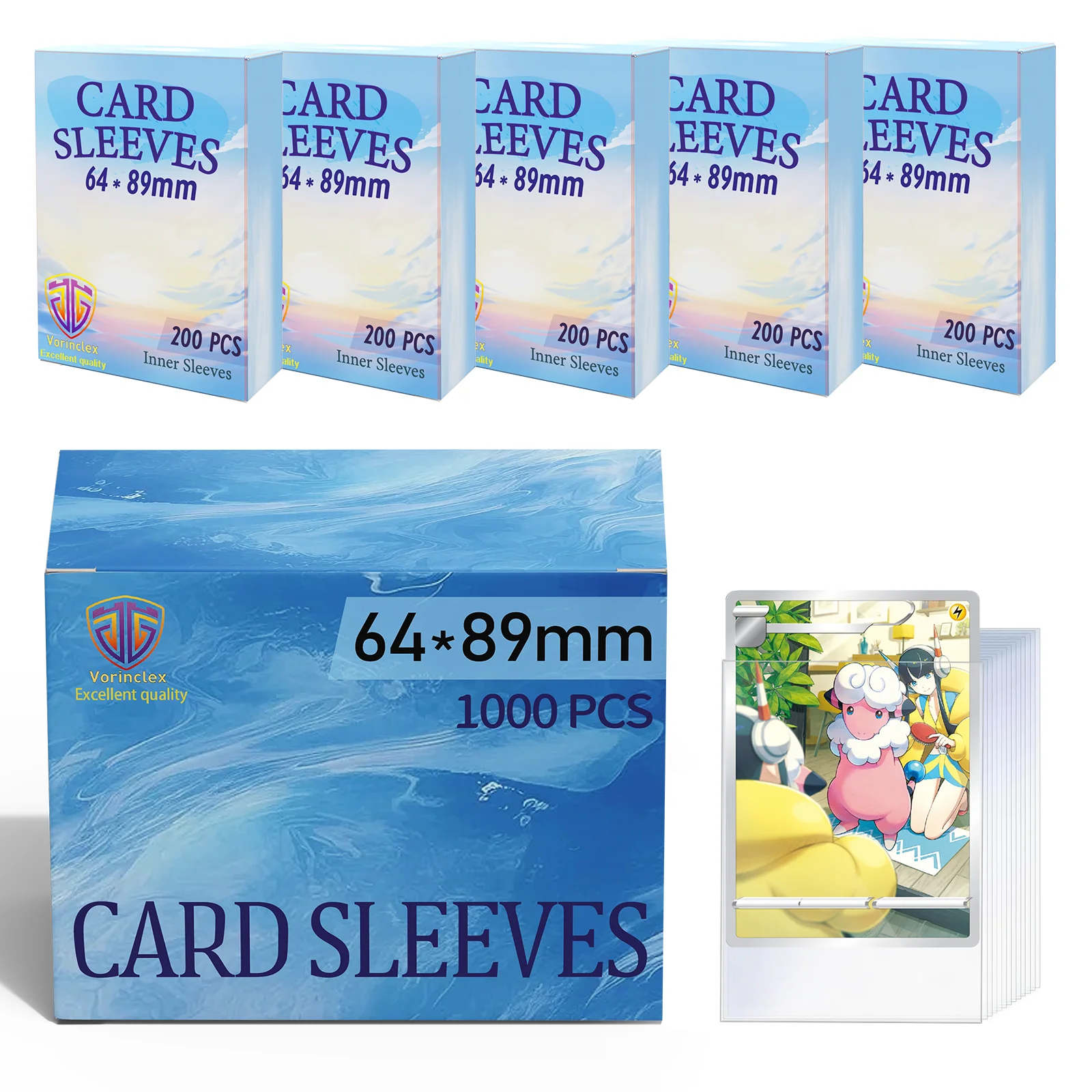 1000 PCS Inner Card Sleeves Perfect Fit MTG/YGO Trading Card ,Sports Cards,Soft Inner Card Sleeves Is Smooth And Tough