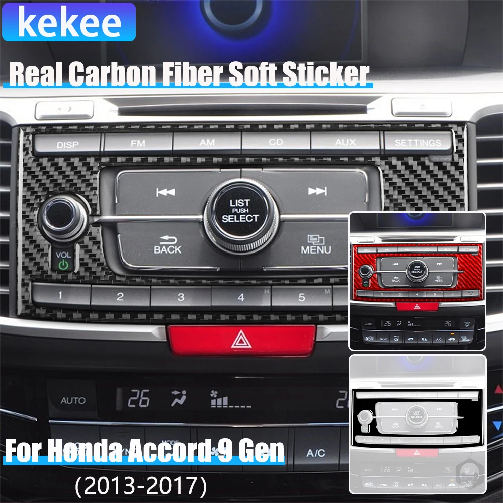 

Real Carbon Fiber Car Accessories Center Console Volume Control Cover Soft Sticker For Honda Accord 9th Gen 2014 2015 2016 2017