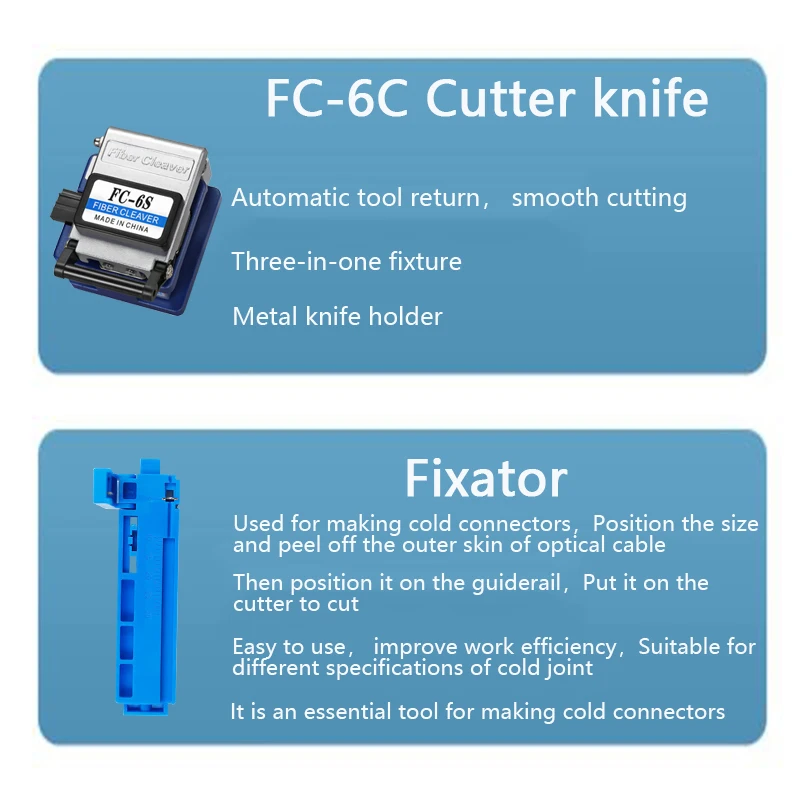 Imagem -04 - Kit de Ferramentas de Fibra Óptica Vfl com Ftth Cleaver Port Stripper Shears Fc6s Ftth Skl-6c 10mw