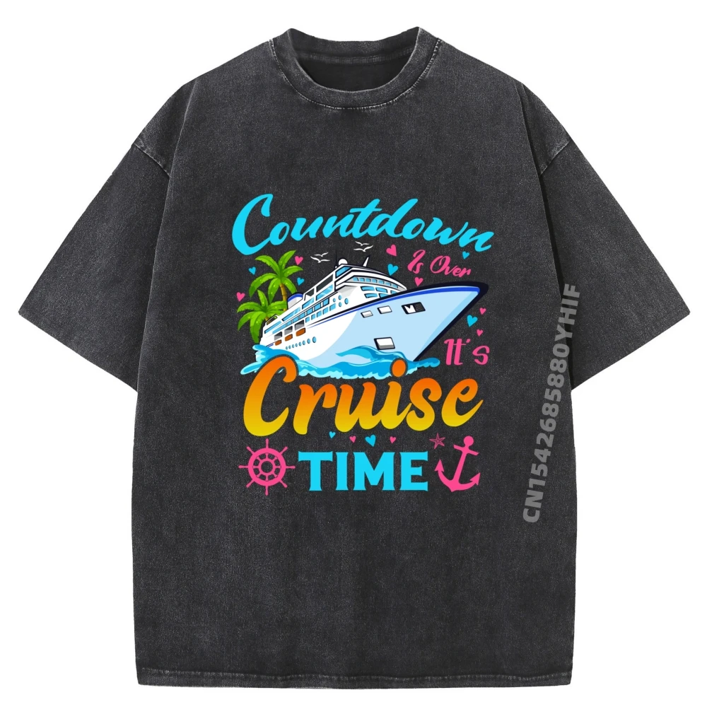 

Countdown Is Over It is Cruise Time Cruise Ship Mens Clothing 2025 Mens Gifts Design Washed Graphic Shirt