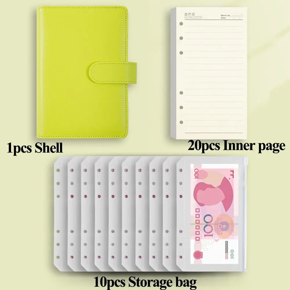 Pu Leather Loose-Leaf Notebook Macarone Color A6 Saving Money Binder Magnetic Buckle 6 Holes Binder Planner Organizer