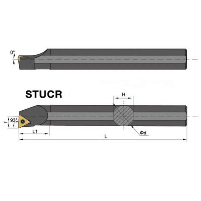 For TCMT110204 Turning Tool Holder Carbon Steel Inner Lathe Boring T8 Wrench M2.5x6 Screw S12M-STUCR11 12mm*150mm