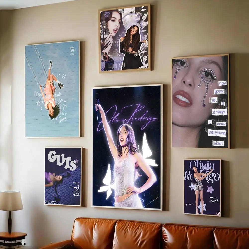 Singer O-Olivia Cool R-Rodrigo Whitepaper Poster Waterproof Paper Sticker Coffee House Bar Aesthetic Art Wall Painting