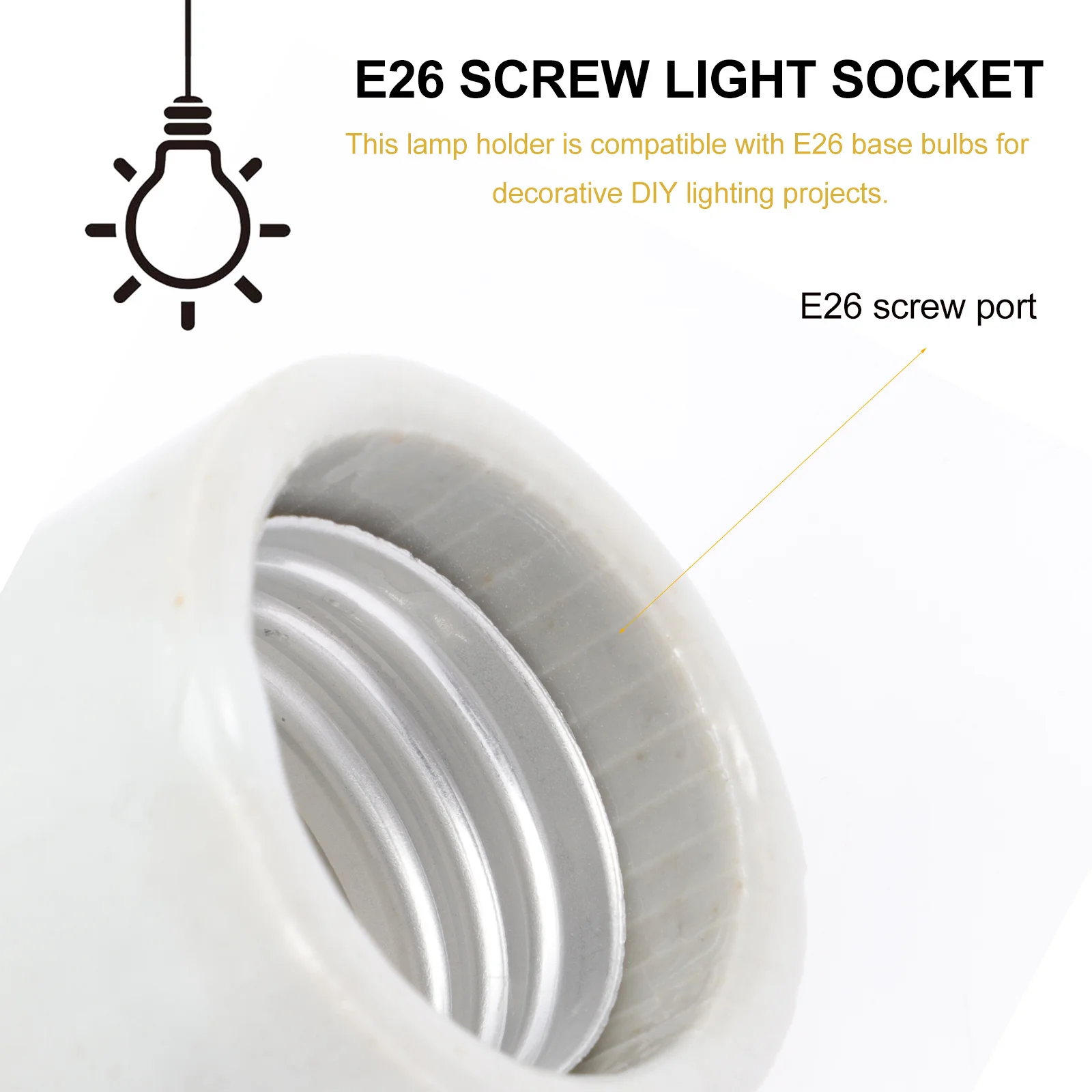 

4Pcs E26 Screw Light Socket High Temperature Resistant Ceiling Light Holder Strong Bearing Not Easy to Crack Bulb Socket
