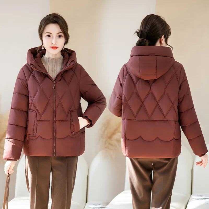 2025 novo inverno feminino parkas casaco com capuz para baixo jaqueta de algodão feminino solto engrossar quente algodão acolchoado jaqueta outwear feminino topos