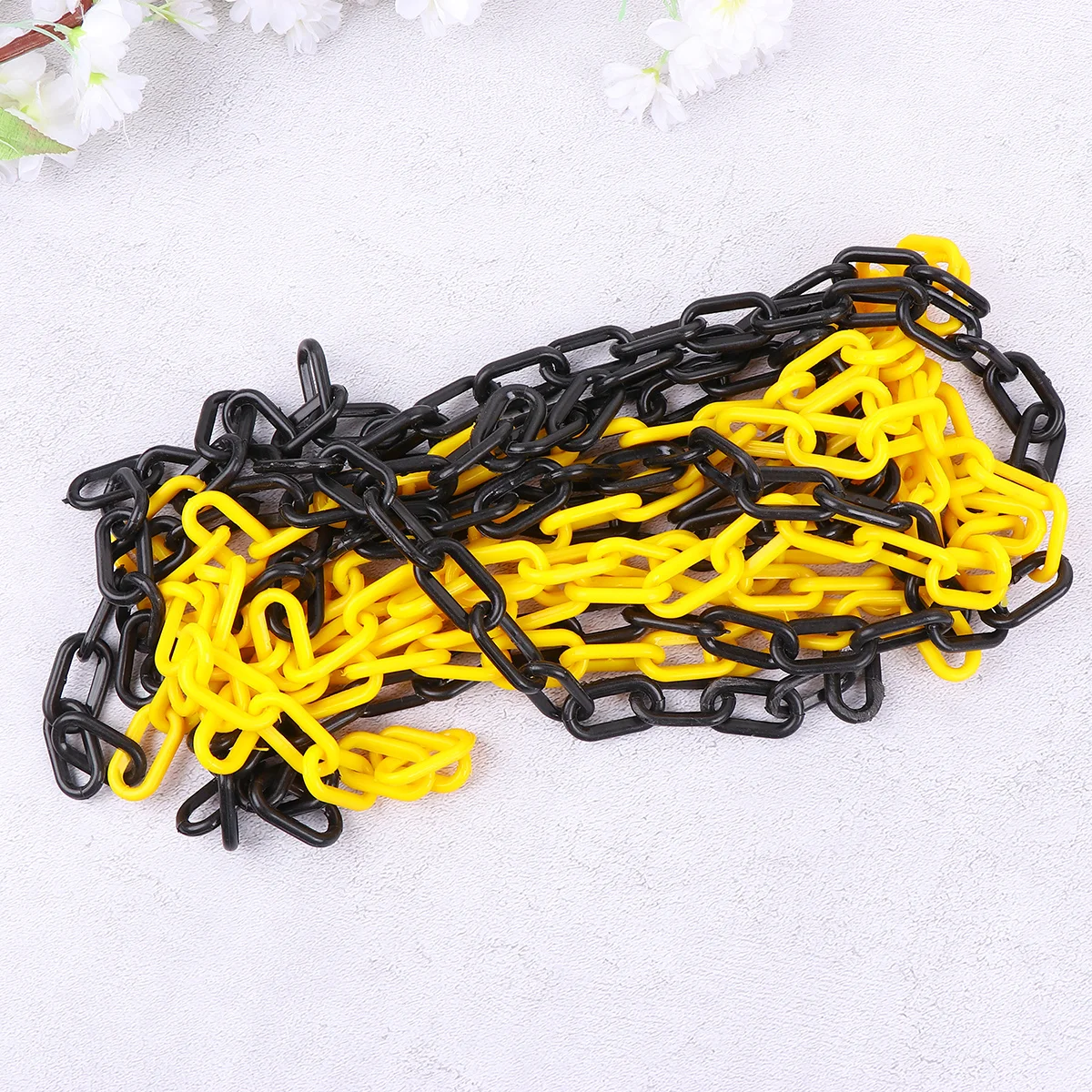 Immagine 4: 1 rotolo 6M catena di sicurezza in plastica gialla nera barriera di controllo della folla resistente ai raggi UV per parcheggio di eventi di magazzino da cantiere