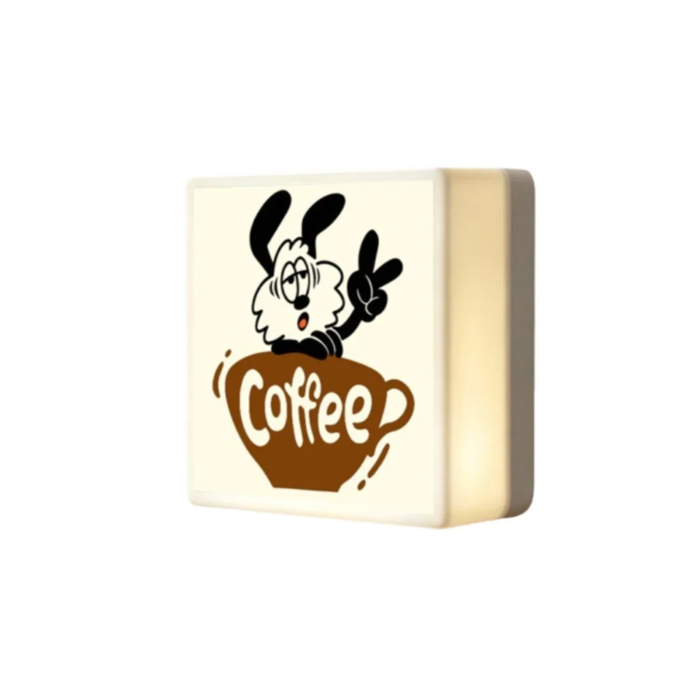 Touch-sensitive Glowing Coffee Shop Fridge Magnet Adjustable Light Brightness Rechargeable Lighted Fridge Magnet Sounding Square
