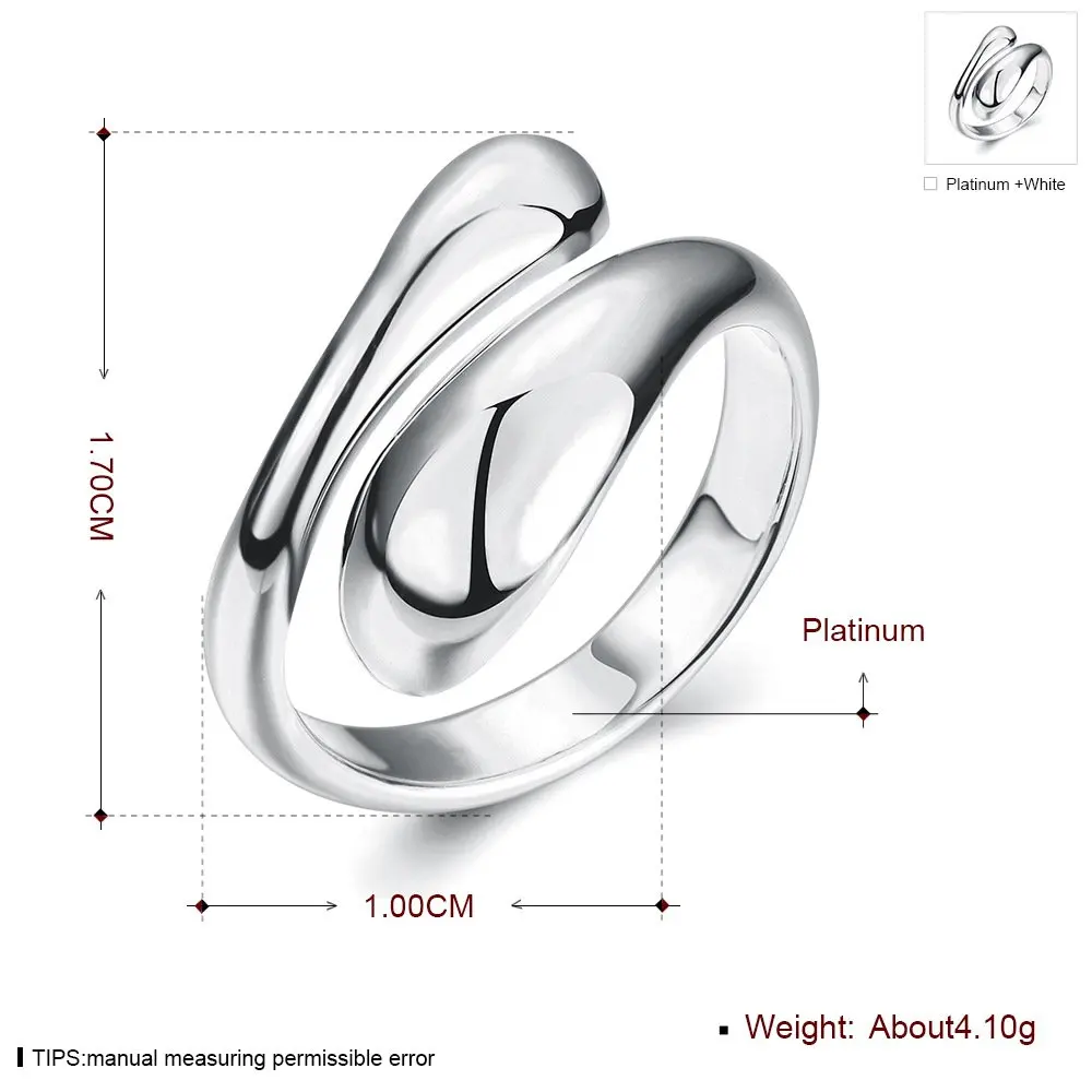 Fashion 925 Sterling Silver Simple Water Drop Open Ring For Women Charm Luxury Wedding Party Gift Jewelry Wholesale