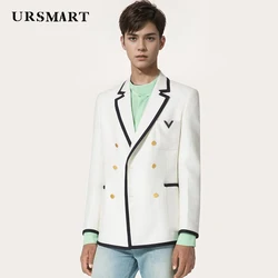 Classic double breasted men's casual suit British style, spring and autumn new products, white elegant men's customized  suit