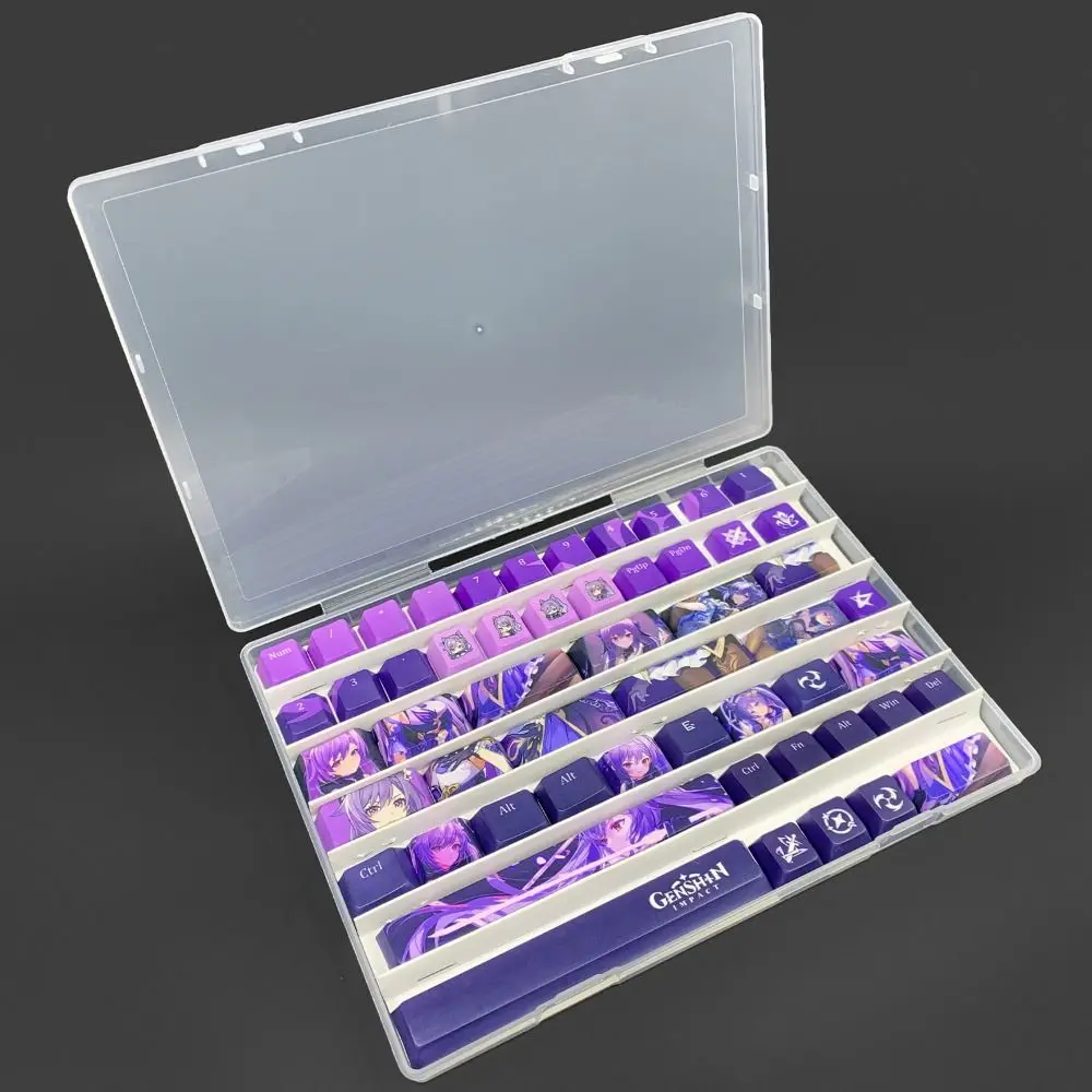 Kotak Penyimpanan Keycaps PC Tahan Debu 77 Kunci 1U dengan Pembagi Kertas Keycaps Paket Organizer Hemat Ruang Universal