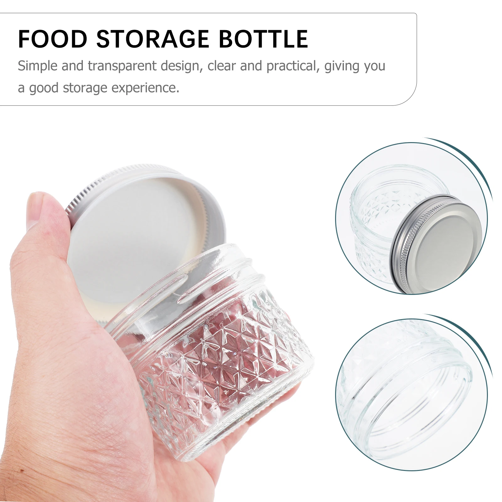 

6Pcs Glass Storage Bottles Sealed Transparent Jars Kitchen Containers for Honey Jam Pickle Storage Transparent Glass Bottles
