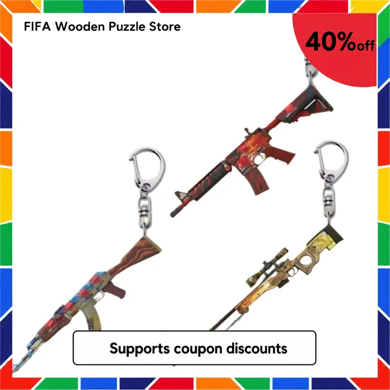 CSGO Acrylic Gun Skin Keychain Double Sided Rifle Sniper Bag Pendant Game Periphery Backpack Charm Ornament Collectible Gift
