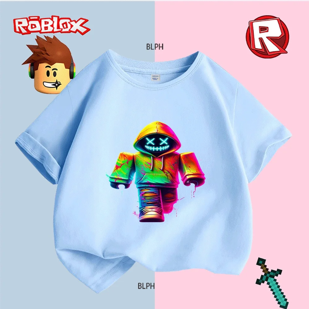 

Красочная неоновая толстовка с капюшоном в стиле Roblox, детская футболка с уникальным дизайном для мальчиков и девочек