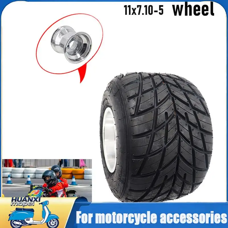 High Performance Go Kart Tire Rim 11x7.10-5 Rear Wheel Assembly with 50mm Bolt Pattern and 3 Holes for Drift Trike Buggy
