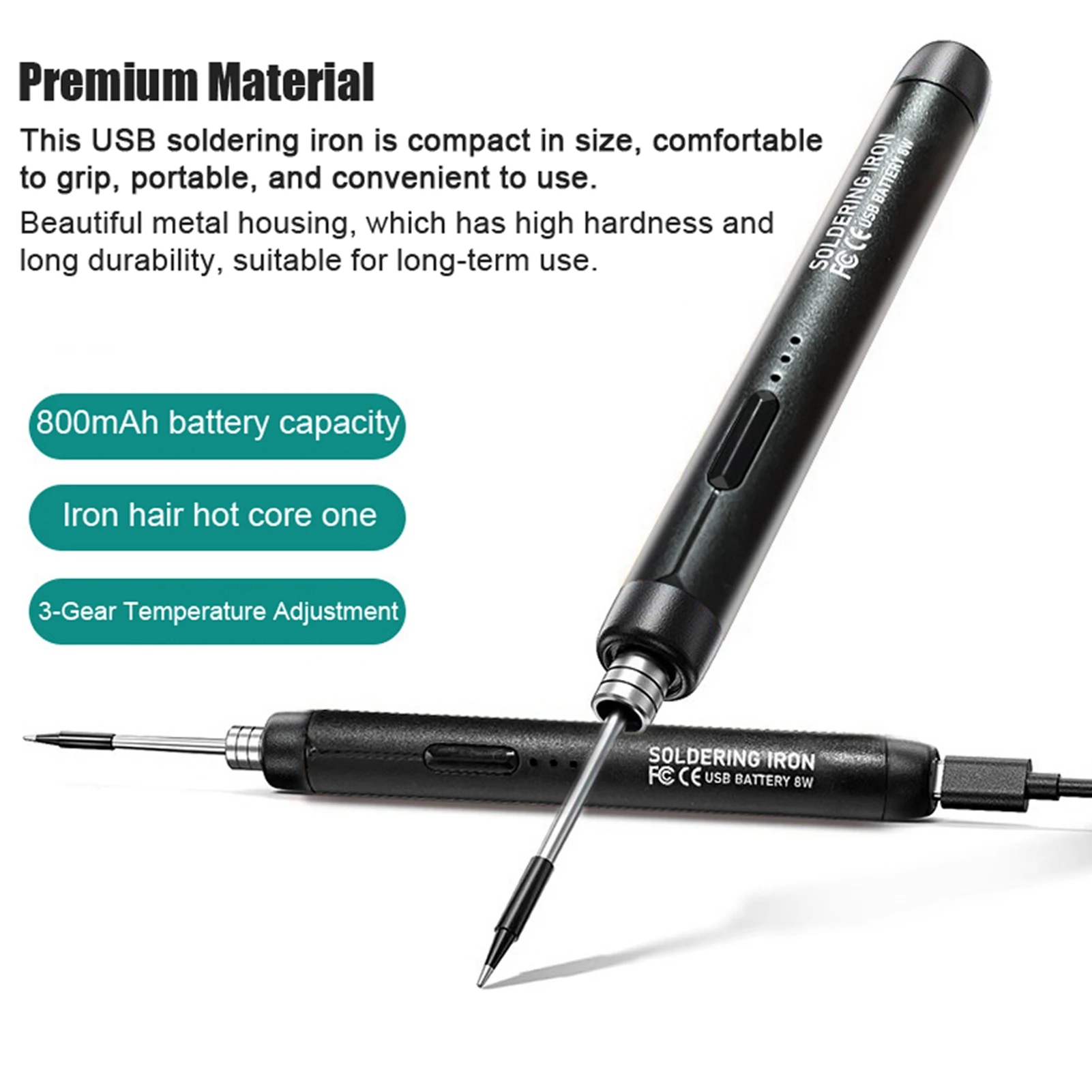 Smart Electric Soldering Iron Kit 800mAh 5V 8W Mini Wireless Adjustable Temperature 300-450℃ Intelligent Welding Soldering Tool image 4