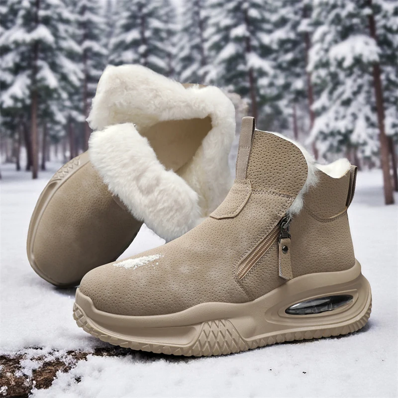 

New Winter Boots for Men Waterproof PU Leather Warm Snow Ankle Boots Outdoor Warm plush Non-slip Work High-top Casual Shoes
