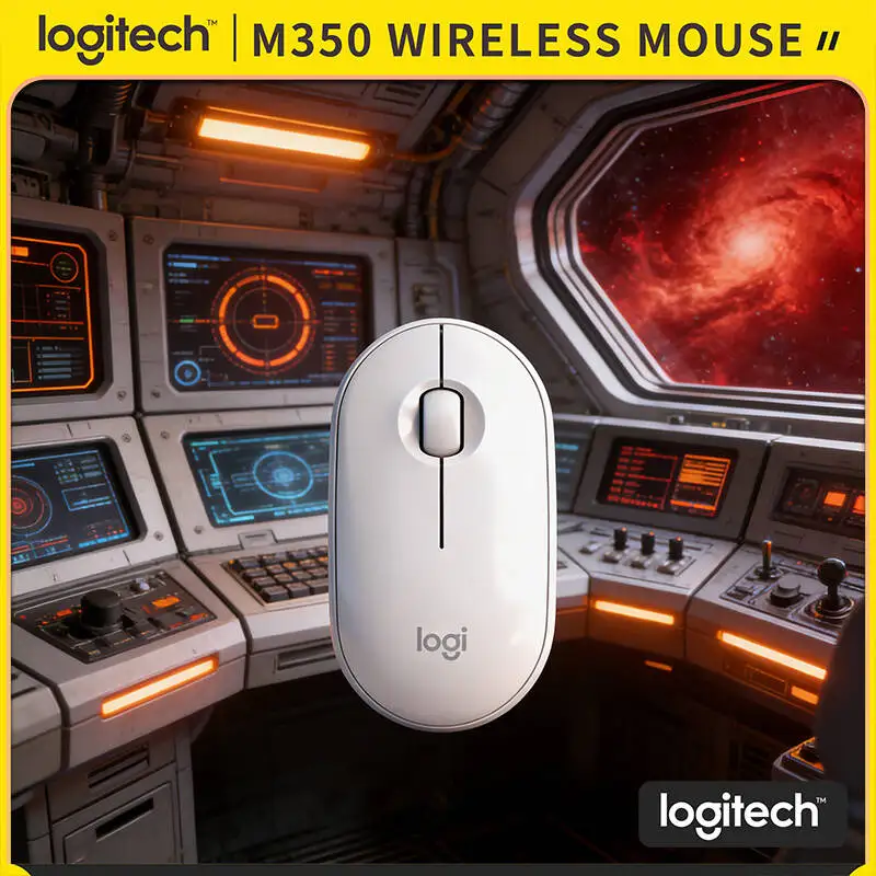 Logitech M350 Pebble Travel Mouse - Thin Build, Quiet Scroll, USB Storage, 18-Month Battery, iPad PC Mac Tablet Compatible