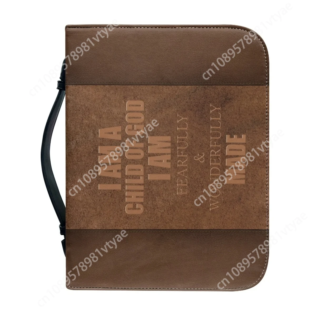 Cross Classic Leather Print Bible Bag for Women Zipper Handle Handbags Bible Hymns Bible Cover Case Carrying Custom Storage Bags