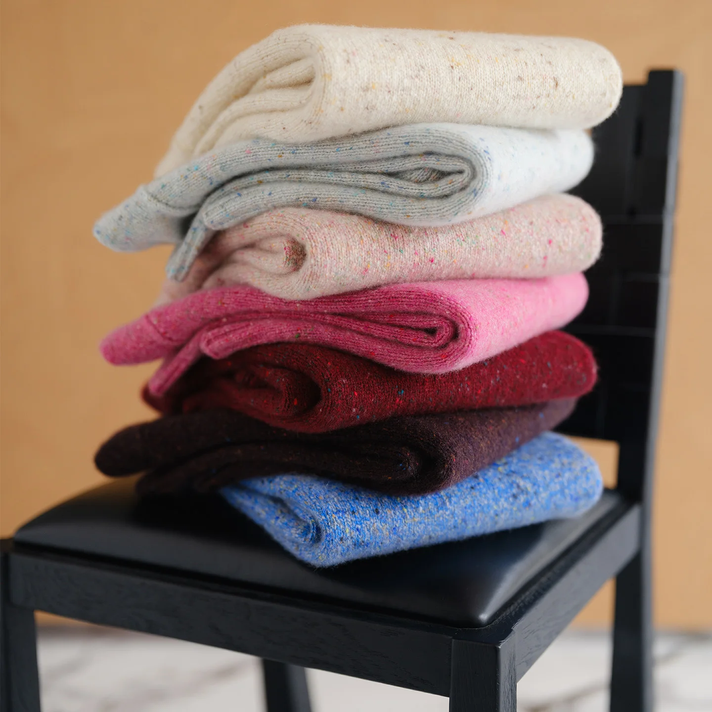 100% Pure Cashmere Women's Round-Necked Sweater with Colorful Dots, Saddle-Shaped Shoulder, Loose Fit, High-End, Thick Fabric - view 4