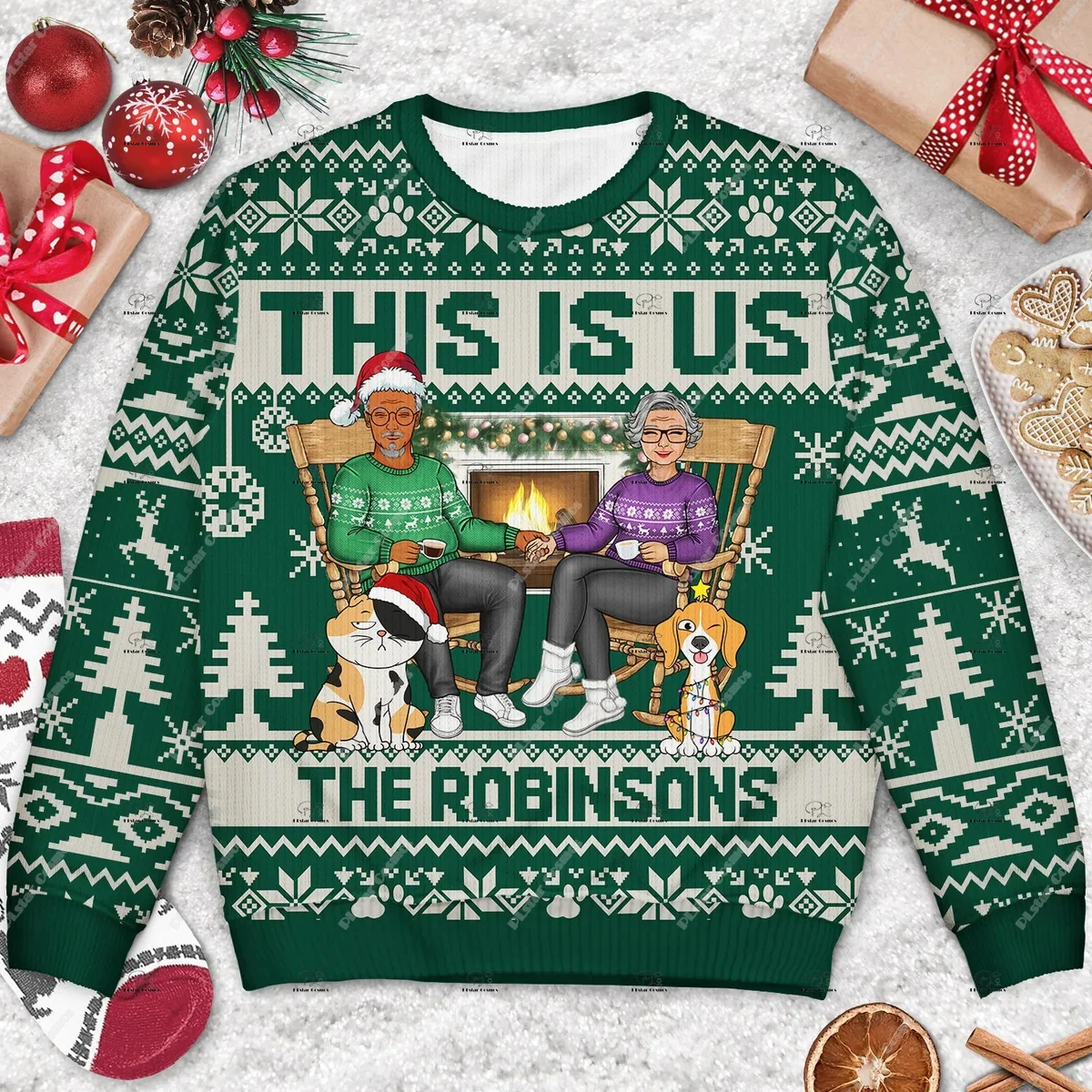 Custom Name Photos Christmas Couple Family Pet Outfit Vintage Ugly Sweater 3DPrint Harajuku Pullover Casual Funny Long Sleeves X