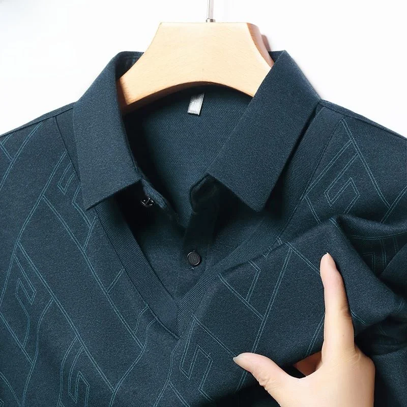 

Pierre Cardin Luxury Long Sve Men's Sweatirt Base irt Middle Aged Dad Autumn New Sle Busin Casual Cotton Knitwear