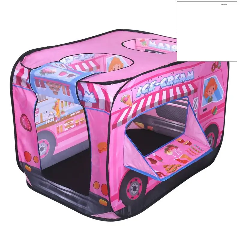 A84F-Ice Cream Truck Kids Play Tent - Foldable Indoor And Outdoor Playhouse For Toddlers, Boys And Girls