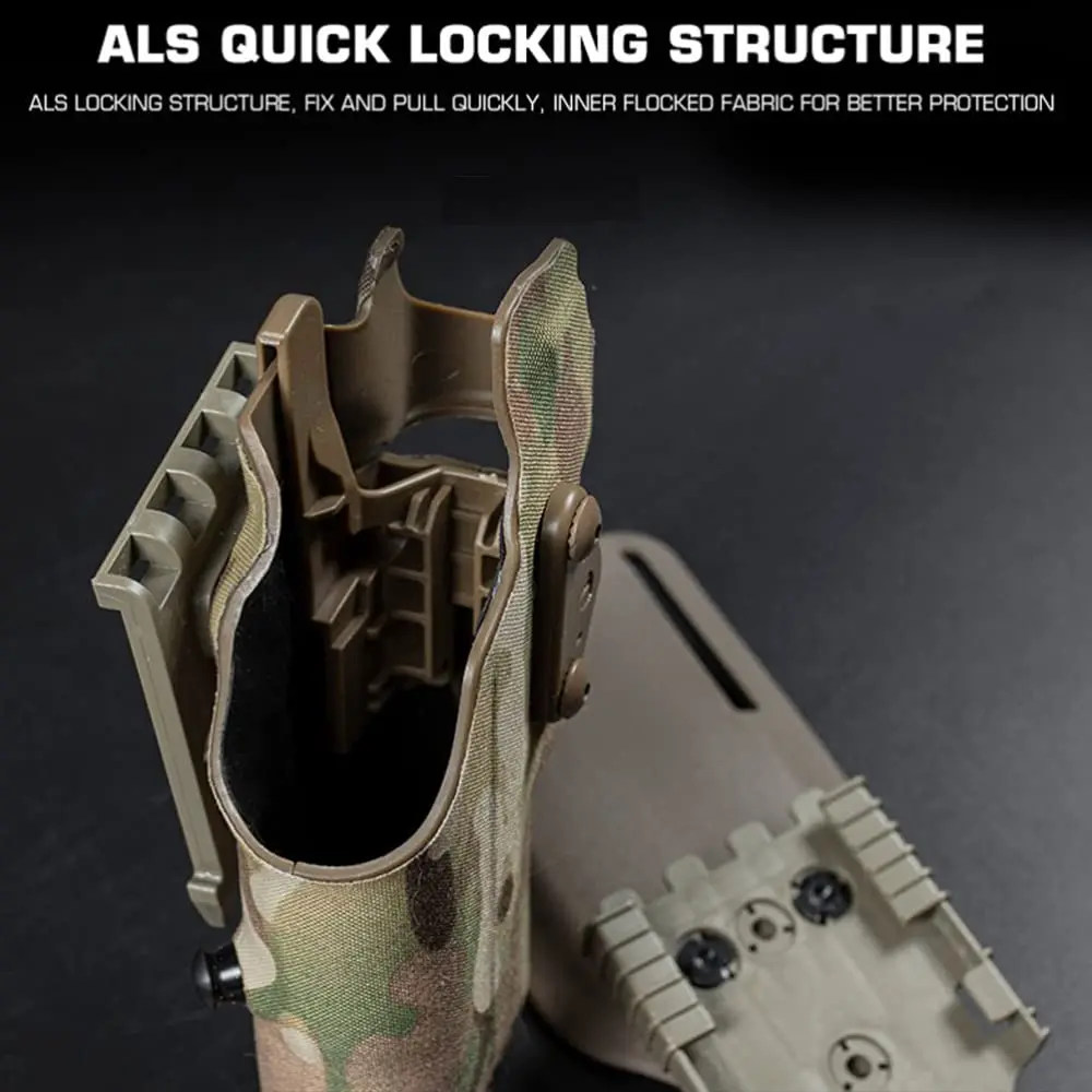 Tactical 63DO Holster for Glock 17 19 with X300 X300U Light QLS Quick Lock System Drop Leg Shroud Pistol Airsoft Case