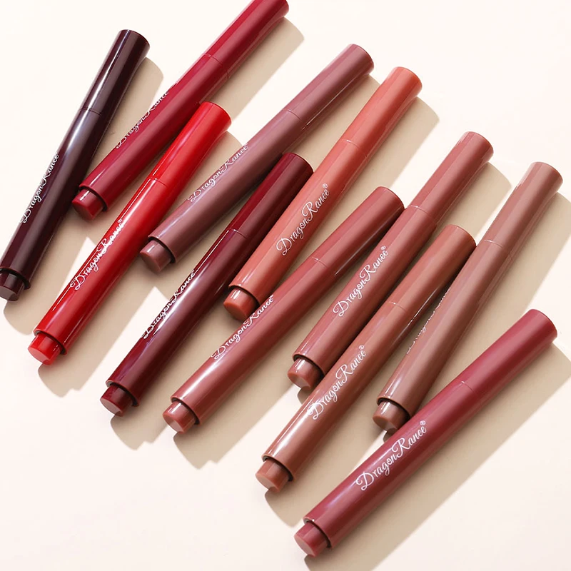12-color moisturizing lipstick pen press-type lip protection lipstick 2in1 hydrating, nourishing and long-lasting lipstick