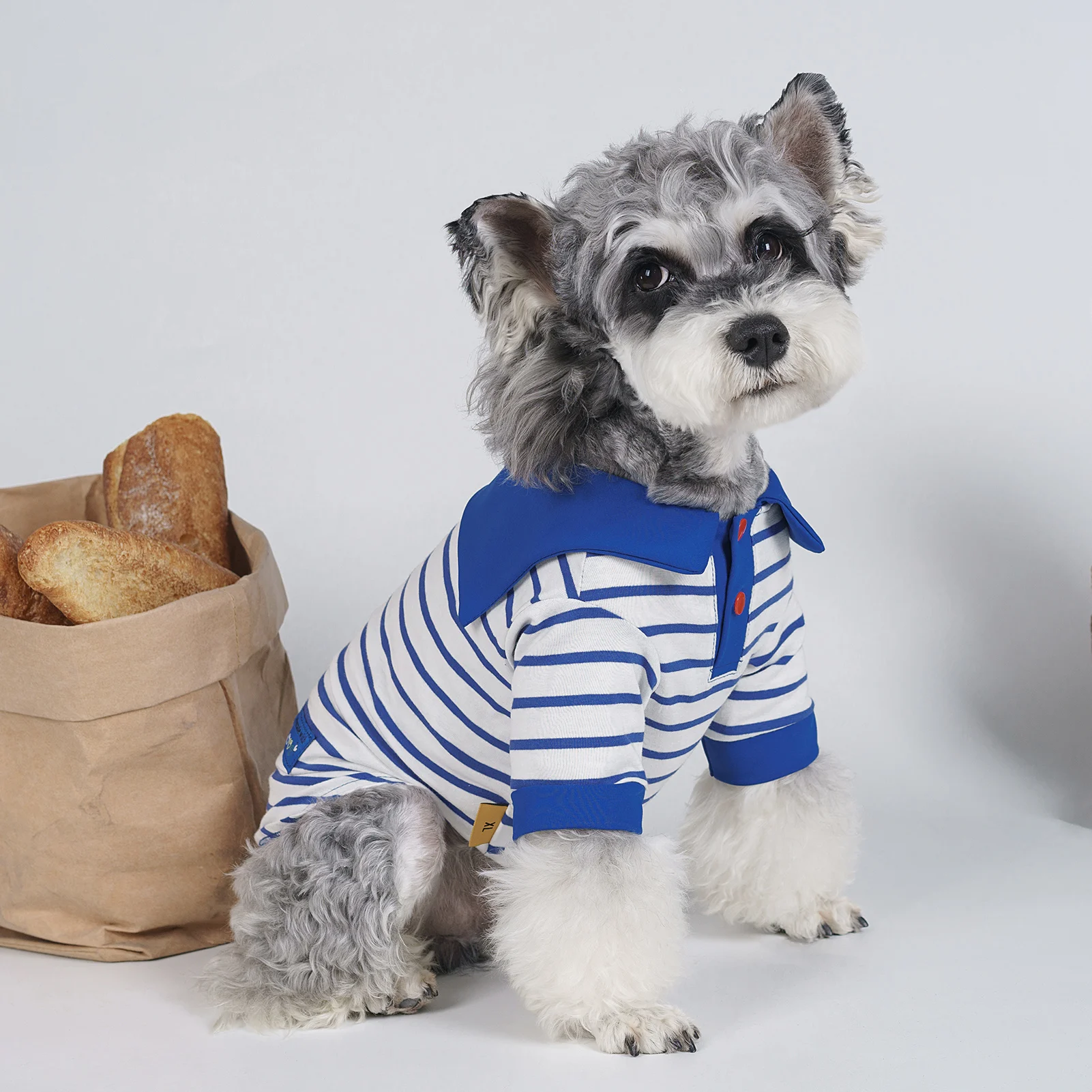 

Breathable Blue Stripe Dog Polo Shirt Spring Summer Schnauzer Teddy Dog Clothing Puppy Soft T-Shirts Pet Cat Dog Clothing