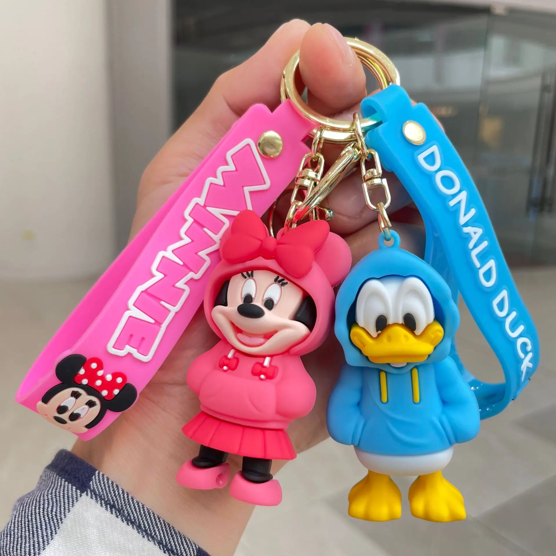 Disney Hoodies Mickey Minnie Mouse Car Key Ring Chains Donald Duck Winnie the Pooh Car Bag Charms Gifts Decorative Accessories - view 3