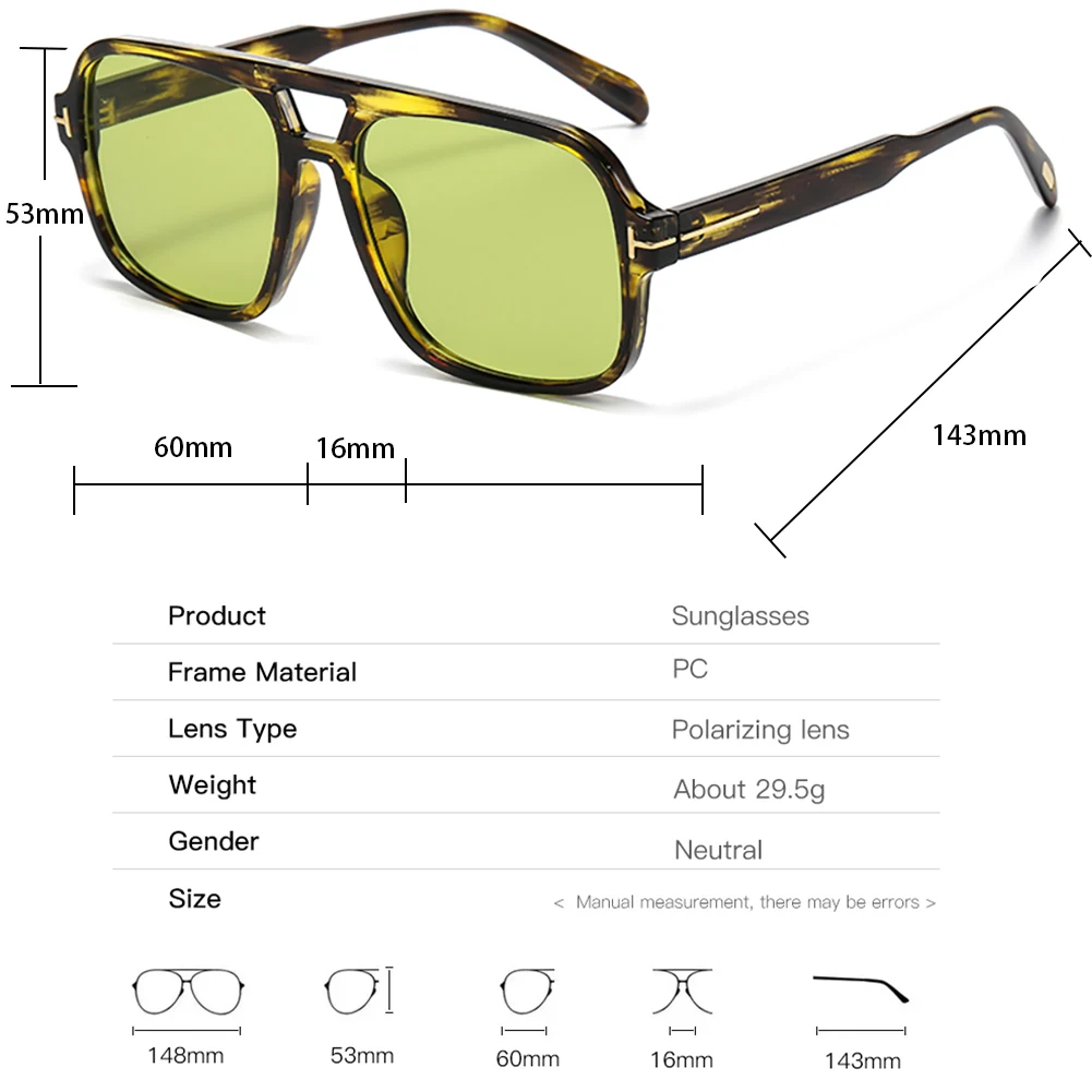 Kachawoo occhiali da sole quadrati per uomo big frame double bridge occhiali da sole retrò modello di decorazione per donna verde nero drop shipping